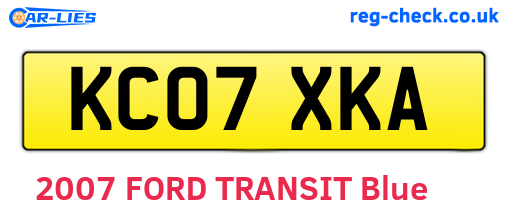 KC07XKA are the vehicle registration plates.