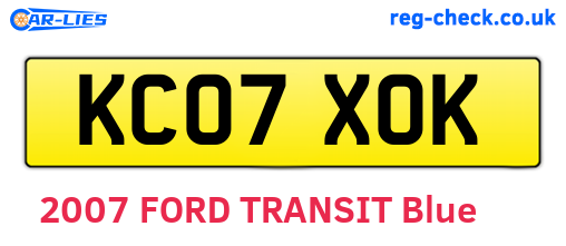 KC07XOK are the vehicle registration plates.