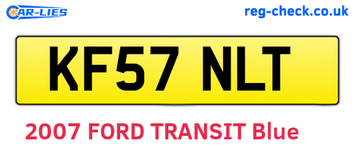 KF57NLT are the vehicle registration plates.