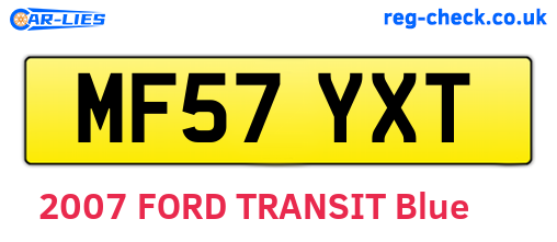 MF57YXT are the vehicle registration plates.