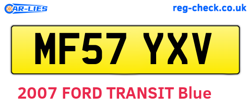 MF57YXV are the vehicle registration plates.