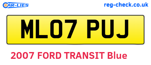 ML07PUJ are the vehicle registration plates.