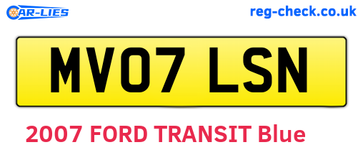 MV07LSN are the vehicle registration plates.
