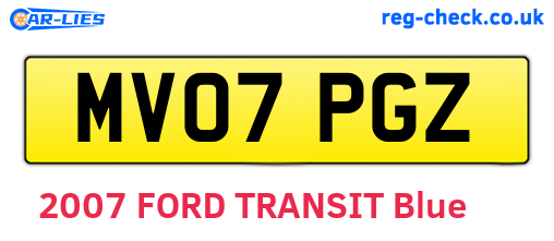 MV07PGZ are the vehicle registration plates.