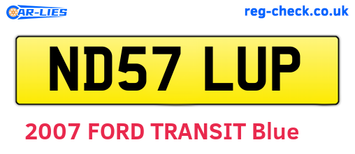ND57LUP are the vehicle registration plates.