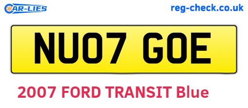 NU07GOE are the vehicle registration plates.