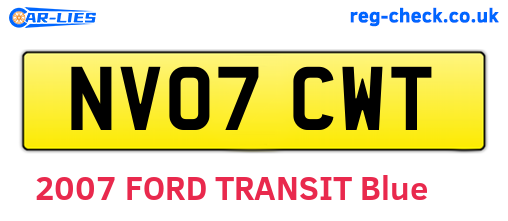 NV07CWT are the vehicle registration plates.