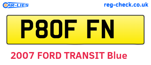 P80FFN are the vehicle registration plates.