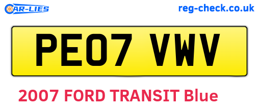 PE07VWV are the vehicle registration plates.