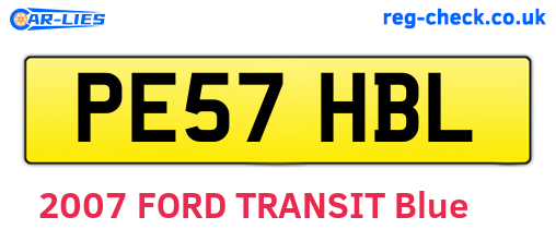 PE57HBL are the vehicle registration plates.