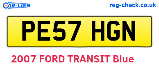 PE57HGN are the vehicle registration plates.