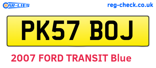 PK57BOJ are the vehicle registration plates.