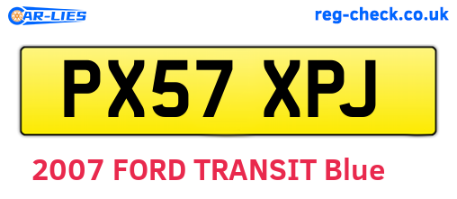PX57XPJ are the vehicle registration plates.