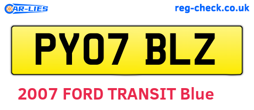PY07BLZ are the vehicle registration plates.
