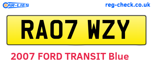 RA07WZY are the vehicle registration plates.