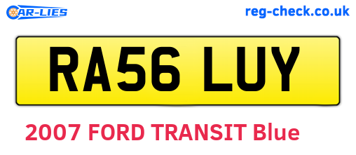 RA56LUY are the vehicle registration plates.