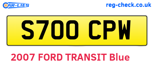 S700CPW are the vehicle registration plates.