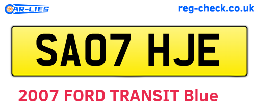 SA07HJE are the vehicle registration plates.