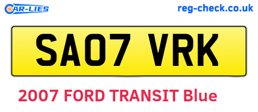 SA07VRK are the vehicle registration plates.