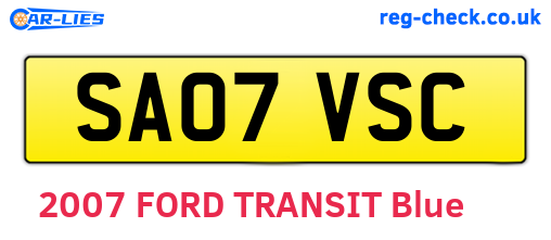 SA07VSC are the vehicle registration plates.