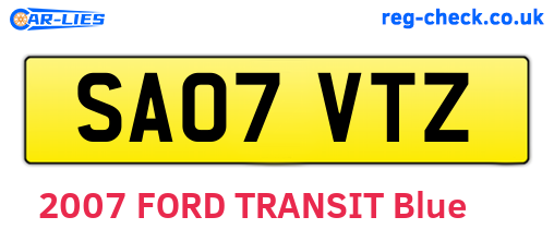 SA07VTZ are the vehicle registration plates.