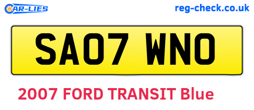 SA07WNO are the vehicle registration plates.