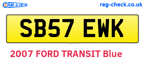 SB57EWK are the vehicle registration plates.