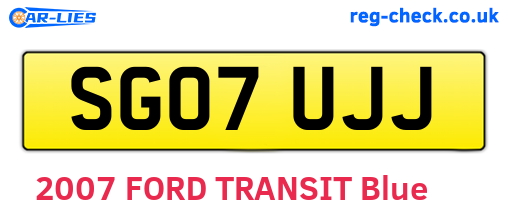 SG07UJJ are the vehicle registration plates.