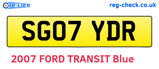 SG07YDR are the vehicle registration plates.