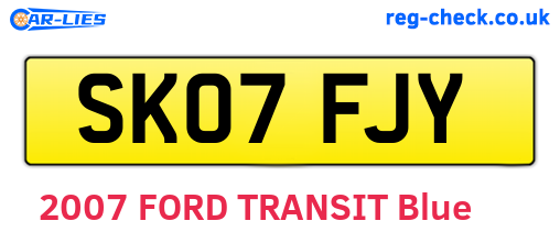 SK07FJY are the vehicle registration plates.