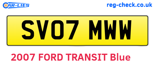SV07MWW are the vehicle registration plates.