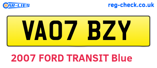 VA07BZY are the vehicle registration plates.