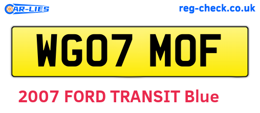 WG07MOF are the vehicle registration plates.