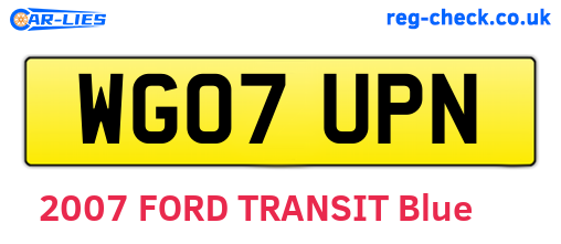 WG07UPN are the vehicle registration plates.
