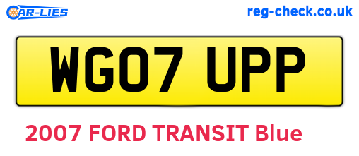 WG07UPP are the vehicle registration plates.