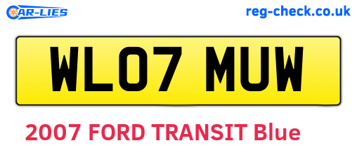 WL07MUW are the vehicle registration plates.