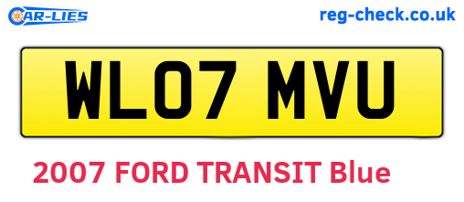 WL07MVU are the vehicle registration plates.