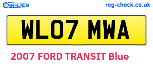 WL07MWA are the vehicle registration plates.