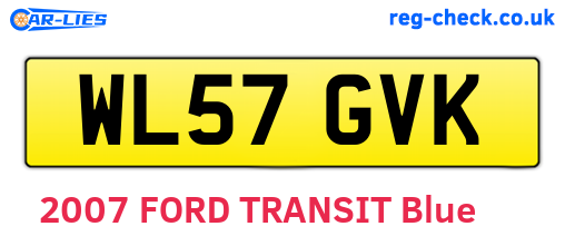 WL57GVK are the vehicle registration plates.