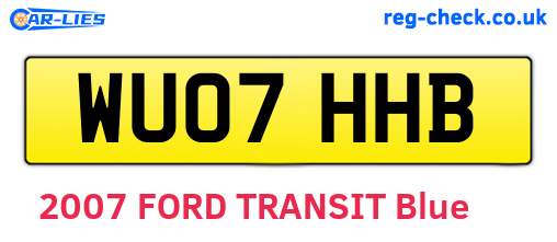 WU07HHB are the vehicle registration plates.