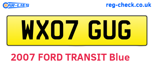 WX07GUG are the vehicle registration plates.