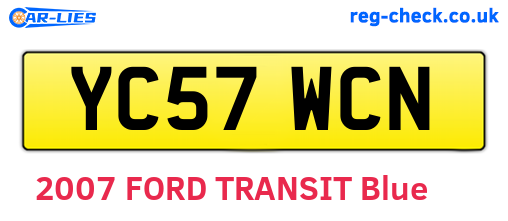 YC57WCN are the vehicle registration plates.