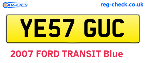 YE57GUC are the vehicle registration plates.