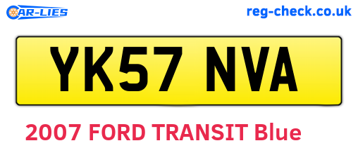 YK57NVA are the vehicle registration plates.