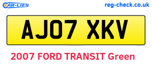 AJ07XKV are the vehicle registration plates.