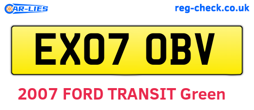 EX07OBV are the vehicle registration plates.