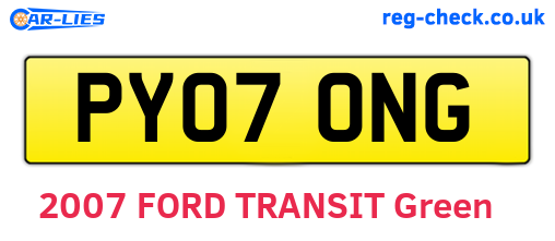 PY07ONG are the vehicle registration plates.