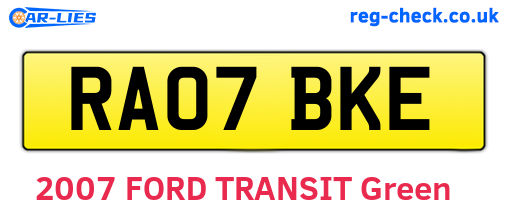 RA07BKE are the vehicle registration plates.