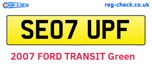 SE07UPF are the vehicle registration plates.