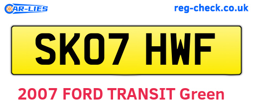 SK07HWF are the vehicle registration plates.